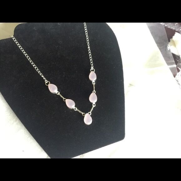 NWOT Sterling Silver Rose Quartz Adj. Necklace - Picture 1 of 12